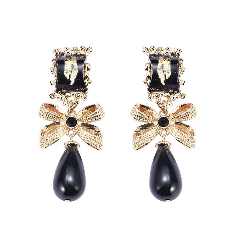 Black Bow Niche Design Graceful Earrings