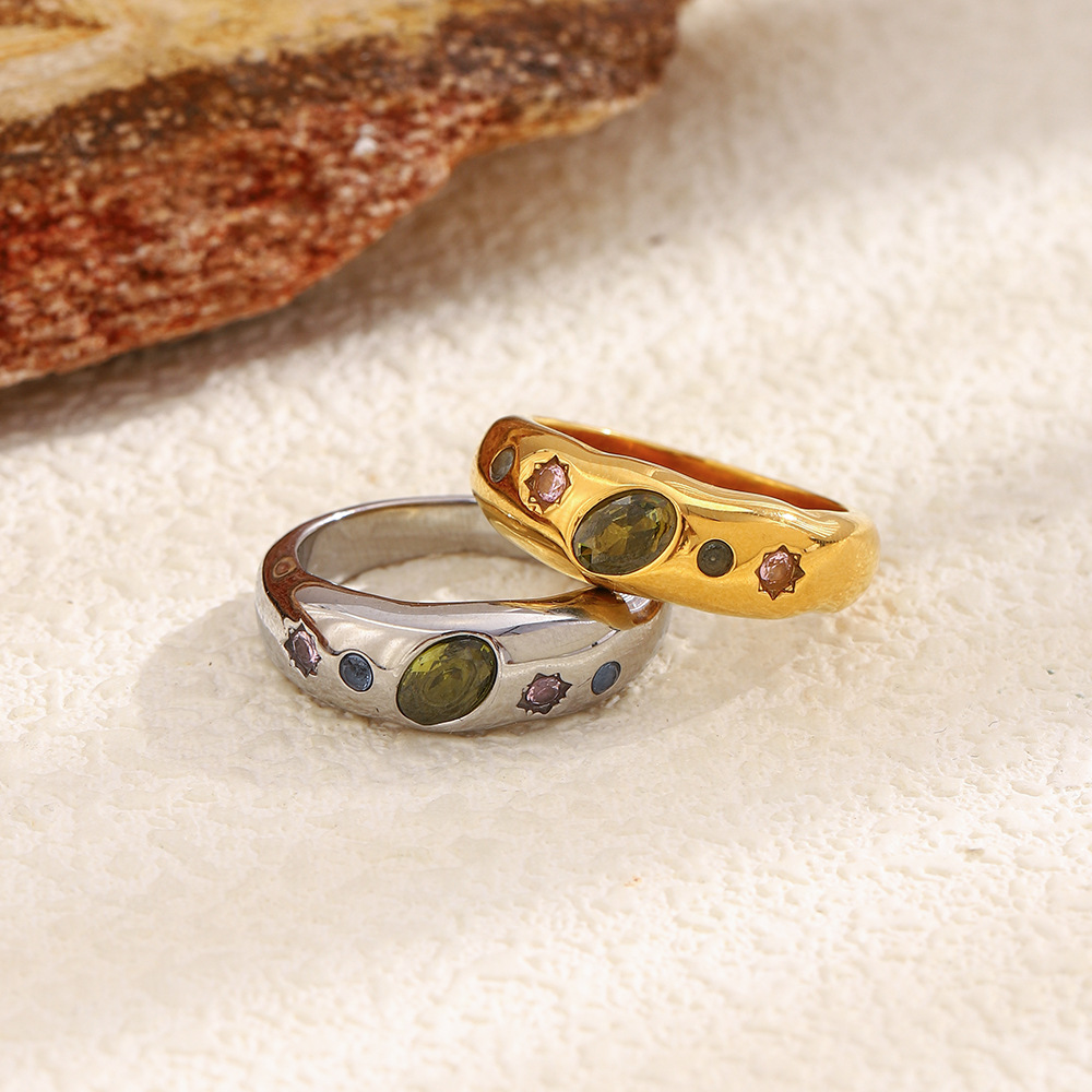 Geometric Zircon Color Diamond Ring For Women