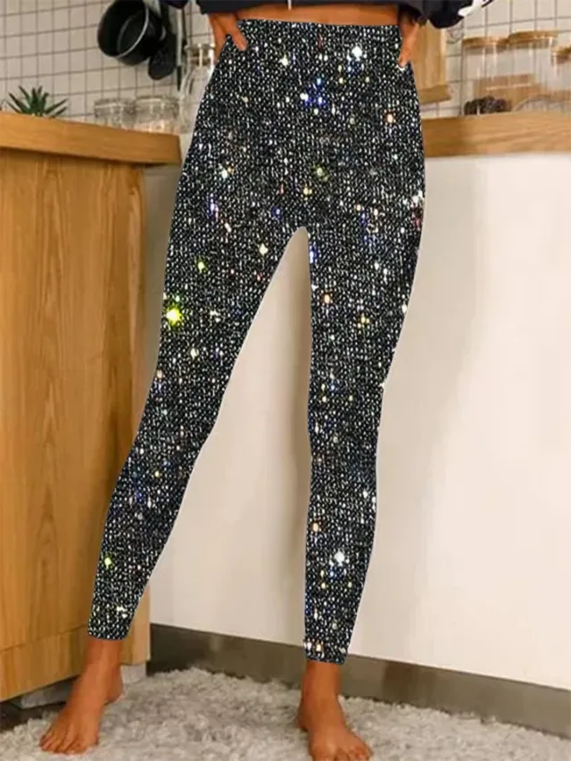European And American Leggings Sequined Casual Outdoor Pants Black - Shop at LoveMi