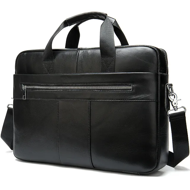 Men's Leather Briefcase Business Men's Bag First Layer Cowhide Portable Black - Shop at LoveMi