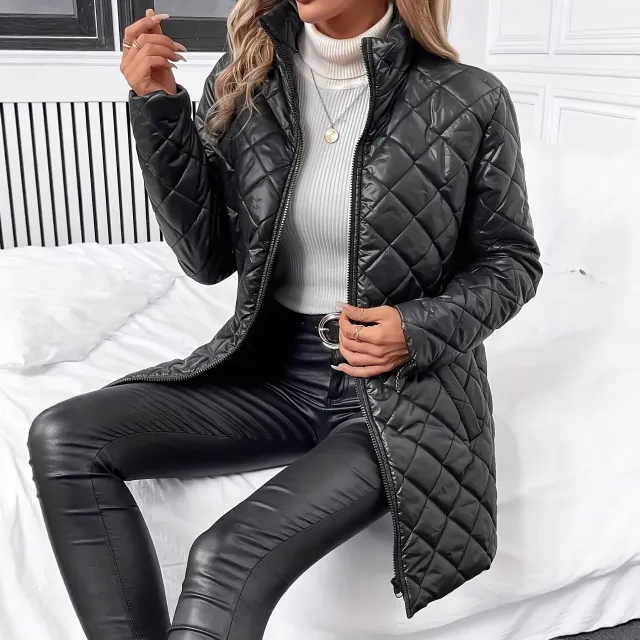 Women's Long Cotton Coat For Autumn And Winter Warmth Black - Shop at LoveMi