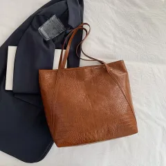 Retro Handheld Underarm Tote Bag Large Capacity Women - Brown - View 1