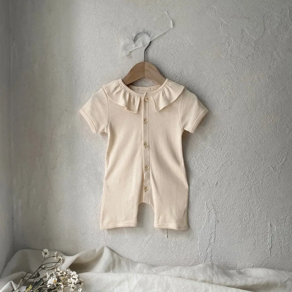 Lotus-leaf Collar Romper For Little Girls And Baby Girls