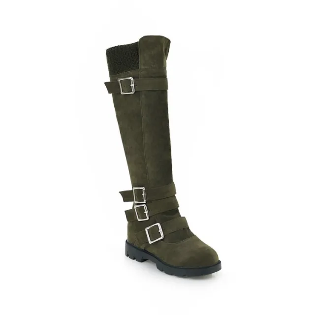 British Belt Buckle High Top Martin Boots Women Green - Shop at LoveMi