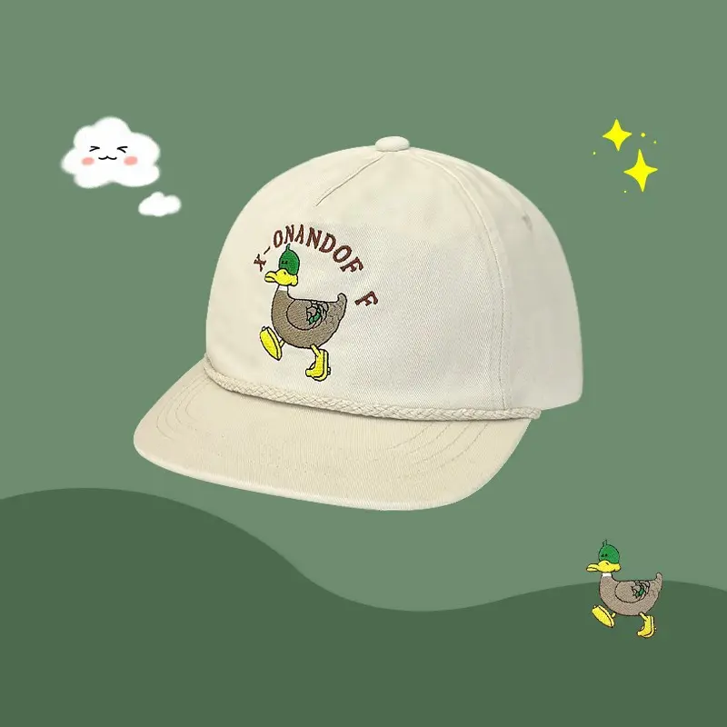 Cute Cartoon Duck Flat-brim Baseball Cap