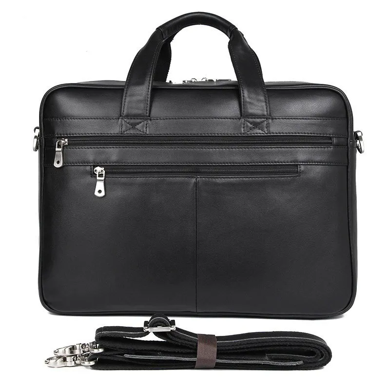 Leather Handbag Briefcase Napa Leather Comfortable Texture Men's Real-leather Bag - Black