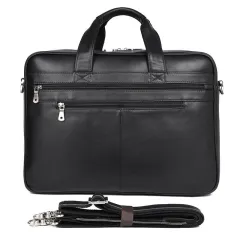 Leather Handbag Briefcase Napa Leather Comfortable Texture Men's Real-leather Bag - Black - View 1