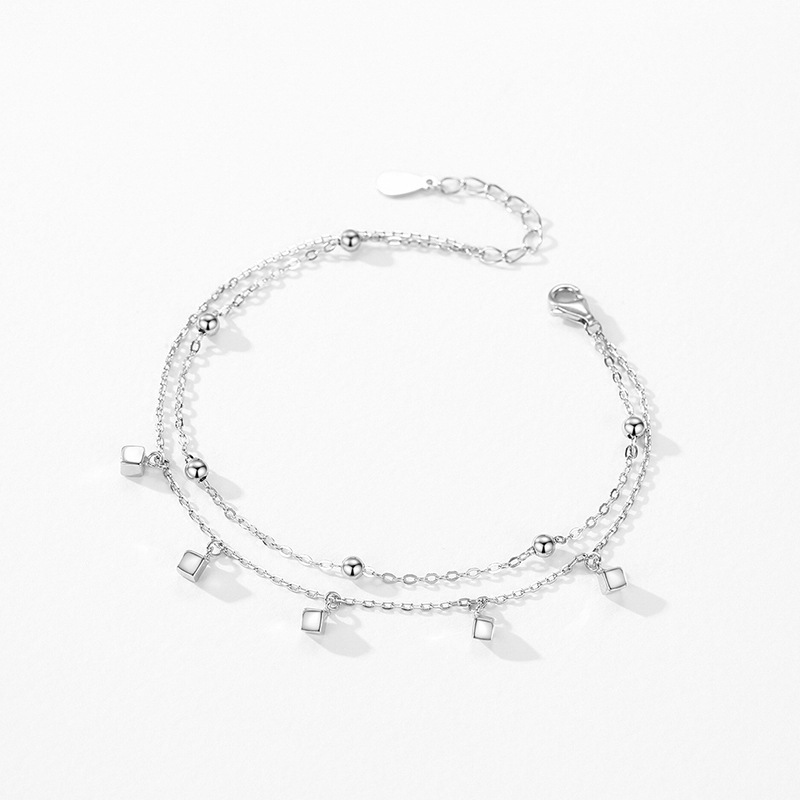 S925 Sterling Silver Double-layer Square Bracelet