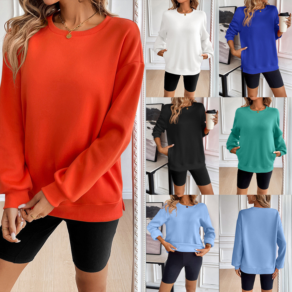 Amazon Autumn and Winter New Arrivals Cross-border European and American Women's Clothing Loose Round Neck Long Sleeve Casual Sweatshirt Top Women