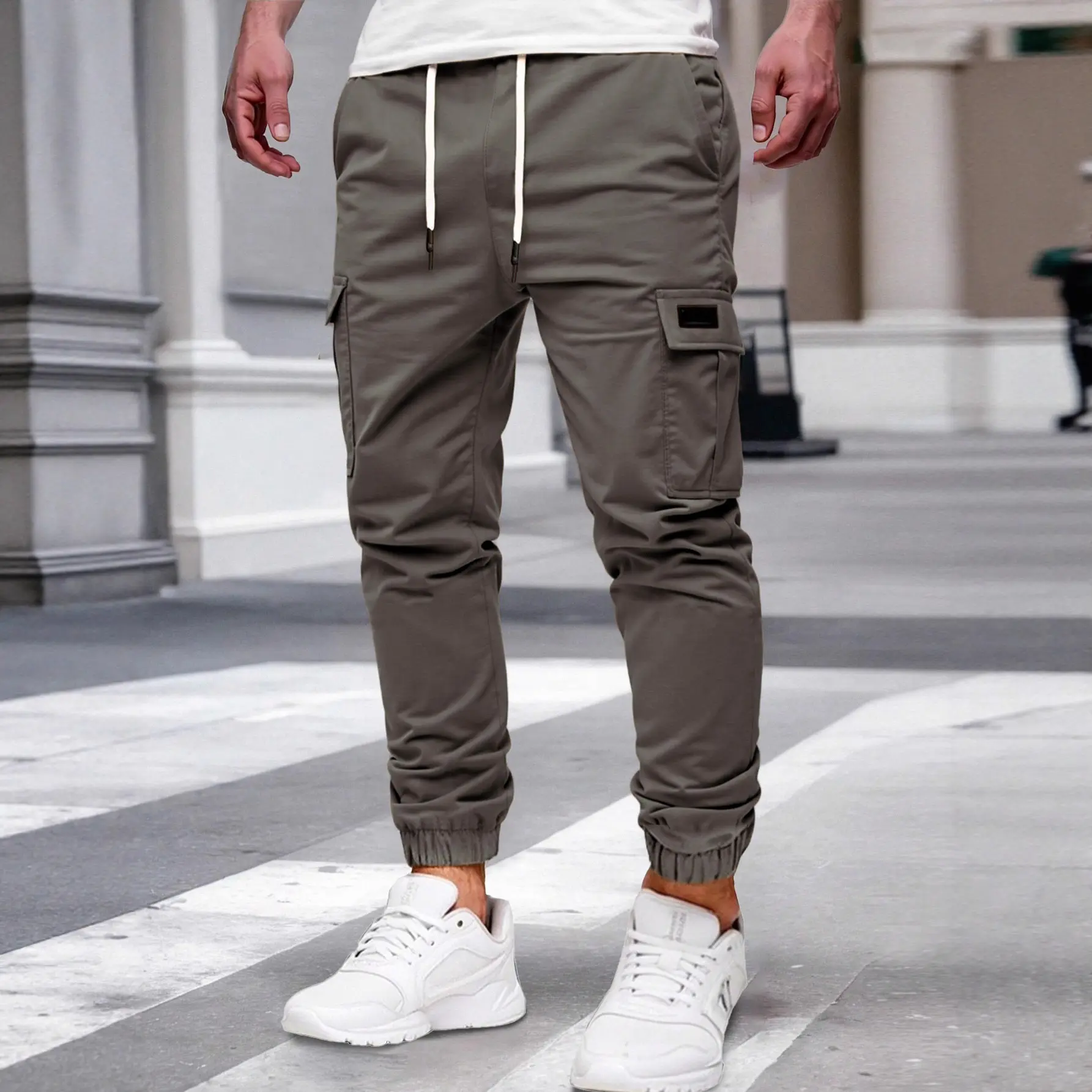 Mens Solid-color Work Pants