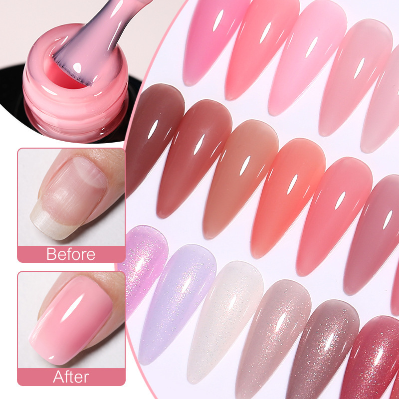 Reinforced Long-lasting No-file Base Coat With Shimmering Glitter Gel Polish 4