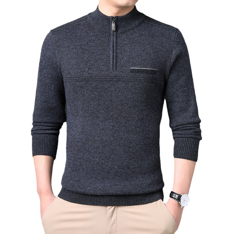 Men's Half-turtleneck Zipper Sweater For Middle-aged And Elderly People - Image 4