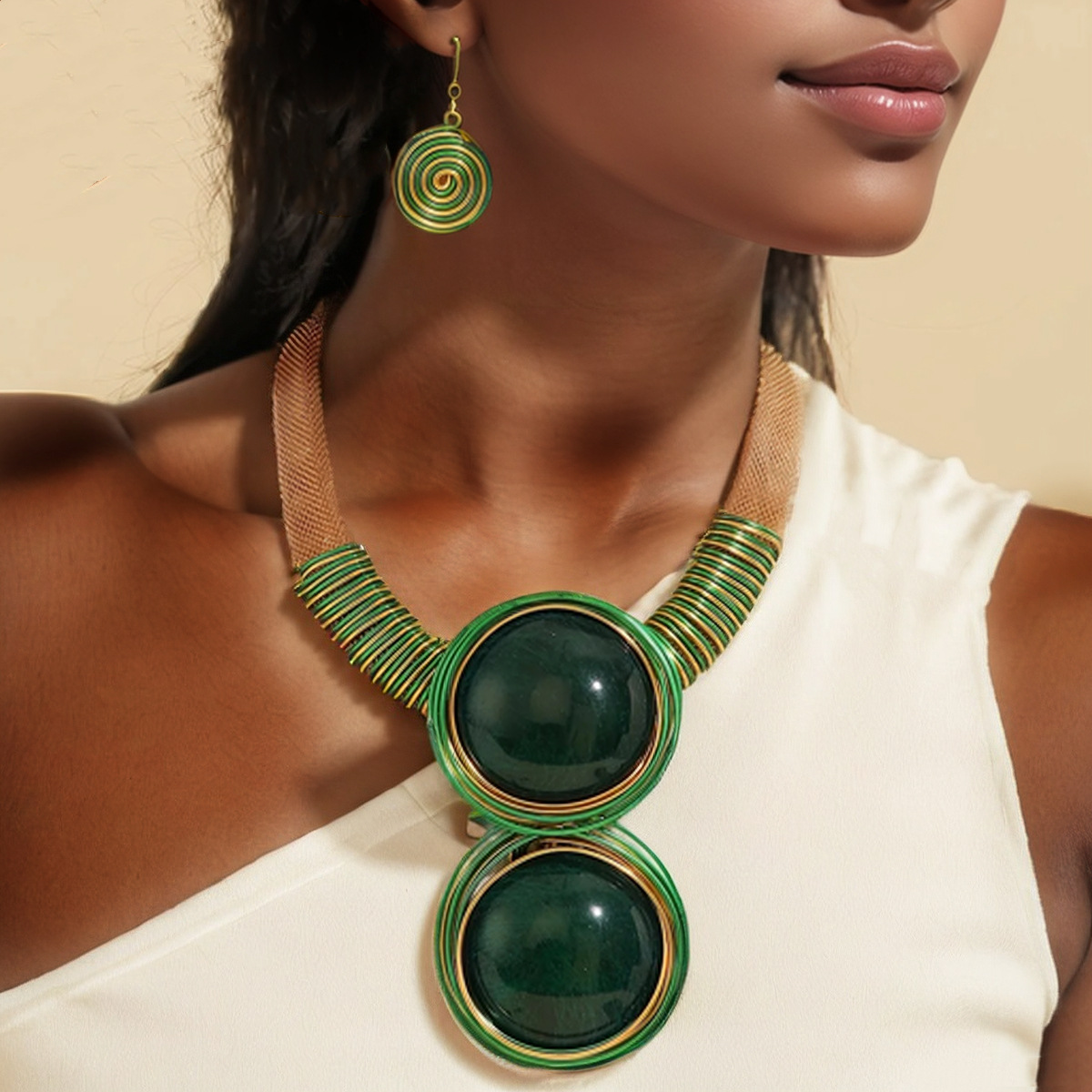 Pendant Necklace And Earrings Suite