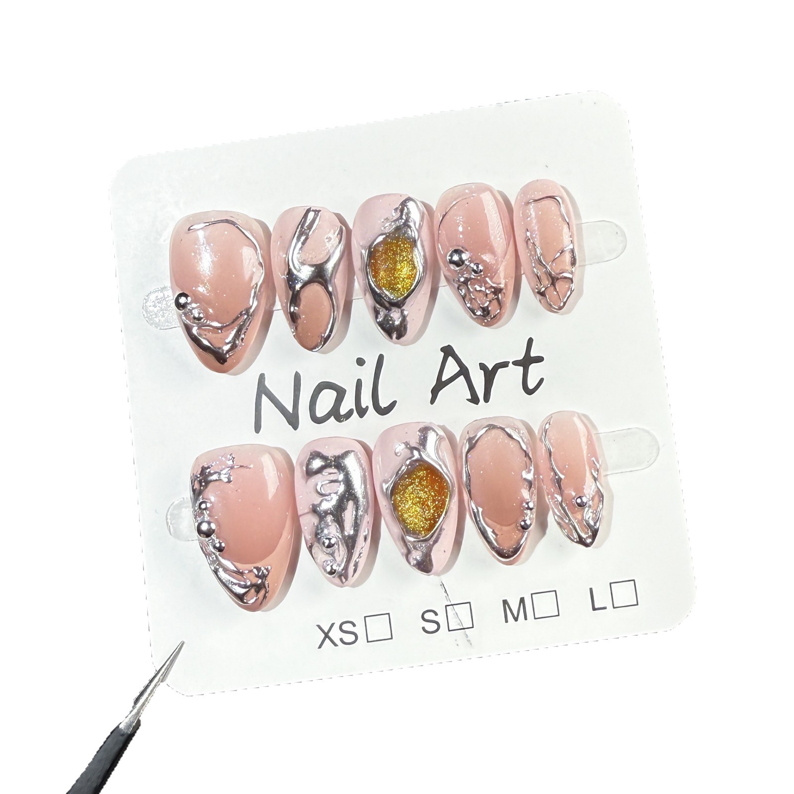 Ins-style Metallic Irregular Embossed Wearable Nails