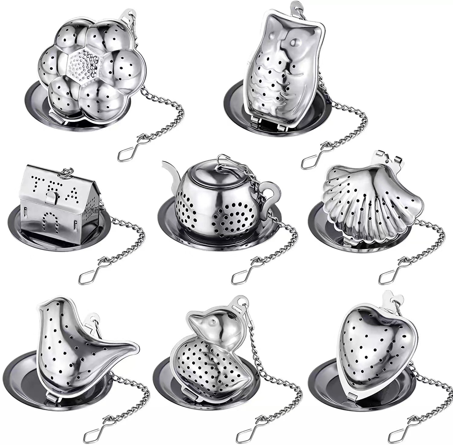 Stainless steel chain tea infuser tea-brewing tool (heart
