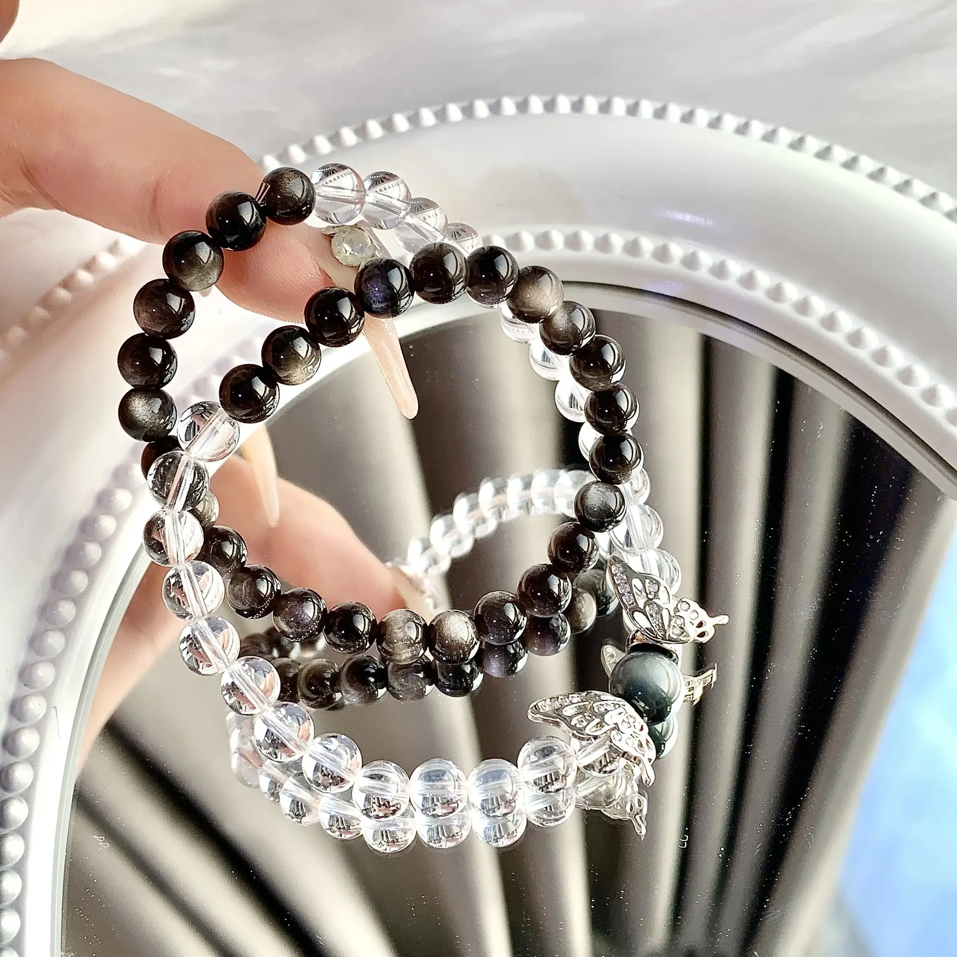 Natural Crystal Bracelet Silver Stone White Crystal