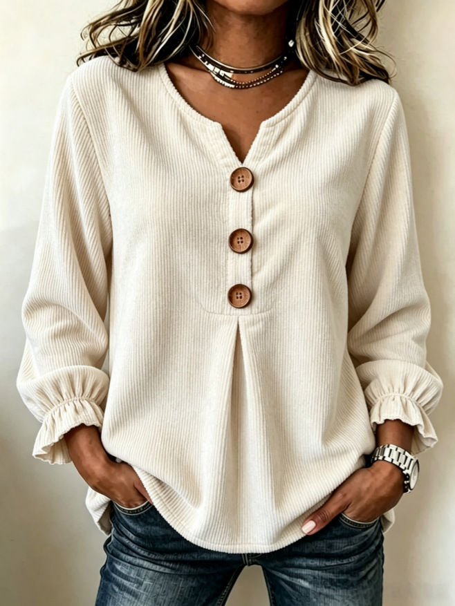 Women's corduroy blouse – available in multiple solid colors