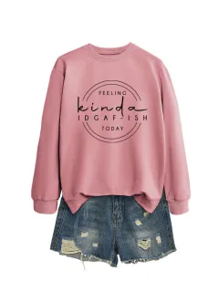 Elegant Women's Round Neck Long-sleeved Sweater - Rose Gold Black Font - View 1
