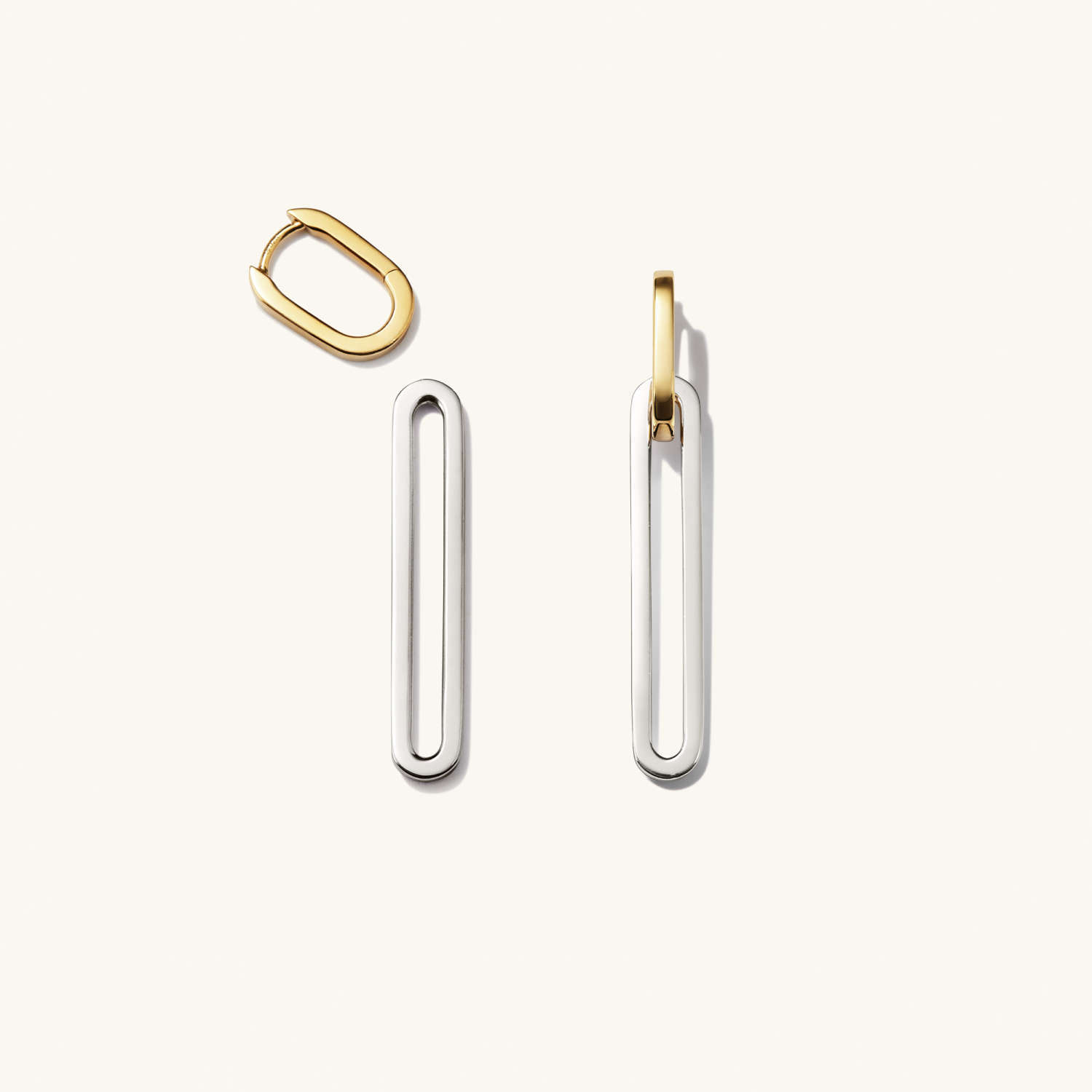Gold And Silver Two-color Detachable Dual-wear-style Long Earrings Geometric