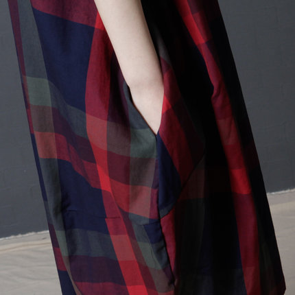 Fashionable Plaid Midi Shirt Dress