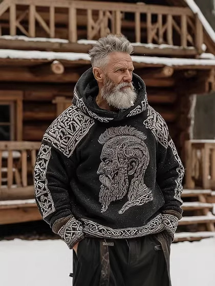 Men's Casual Printed Hoodie With No Pockets