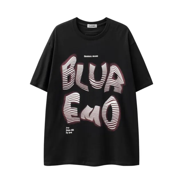 High Street Dream Letter Thick Printed Loose Short Sleeve Black - Shop at LoveMi