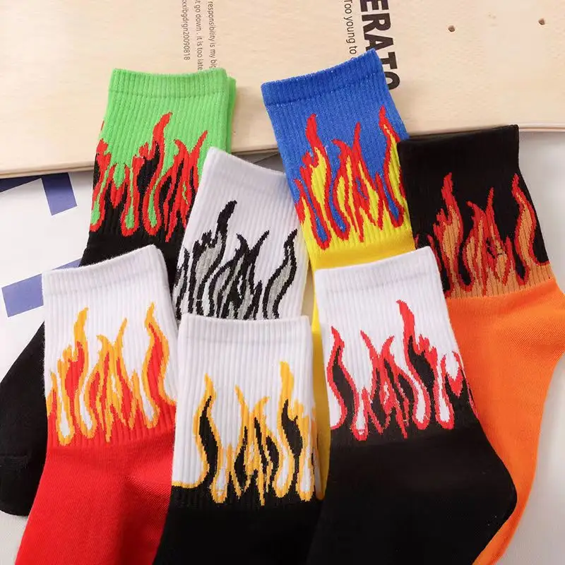 Best-selling Street-style Influencer Fashion Brand Flame-patterned Mid-calf