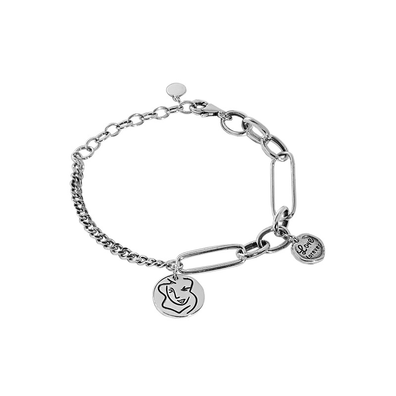 Women's Fashion Retro Distressed Human Tag Bracelet