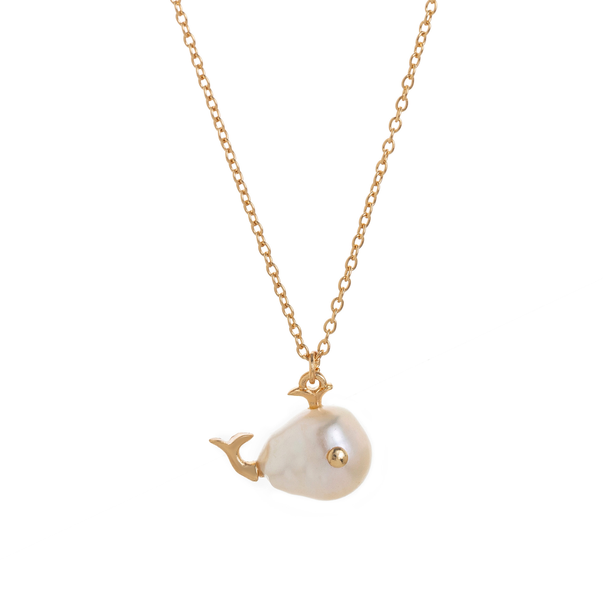 Baroque Little Whale Necklace With Shaped Pearls And Marine Life Designs