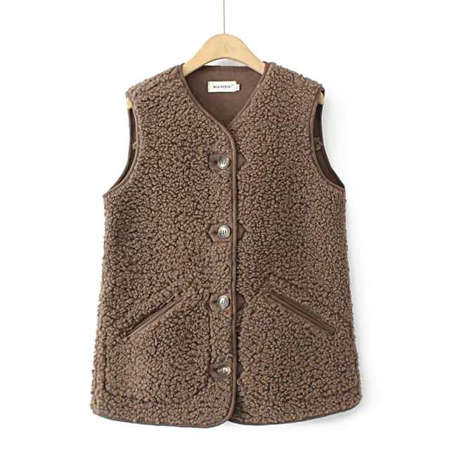 Lambswool Vest Plus Size Women's Clothing Composite Suede Nap Brown - Shop at LoveMi