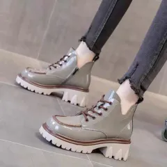Women's Fashion Retro All-match Ankle Boots - Grey - View 1