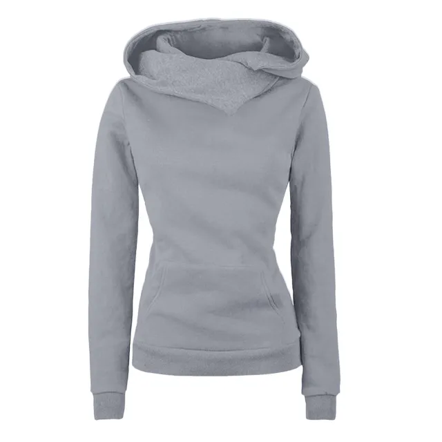 Irregular Hooded Sweater Long Sleeve Women Gray - Shop at LoveMi