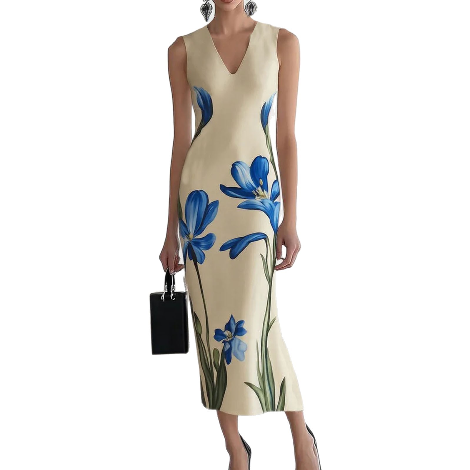 Printed Elegant Party Holiday Mid-length Dress