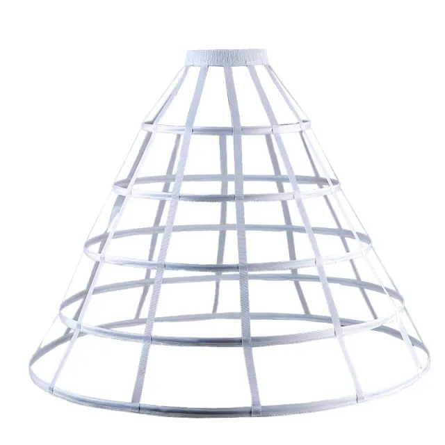 White Lolita Crinoline Hollow Bird Cage Adjustable Fishbone Five Steel Circle Black Lolita Princess Wedding Dress Tutu Skirt White - Shop at LoveMi