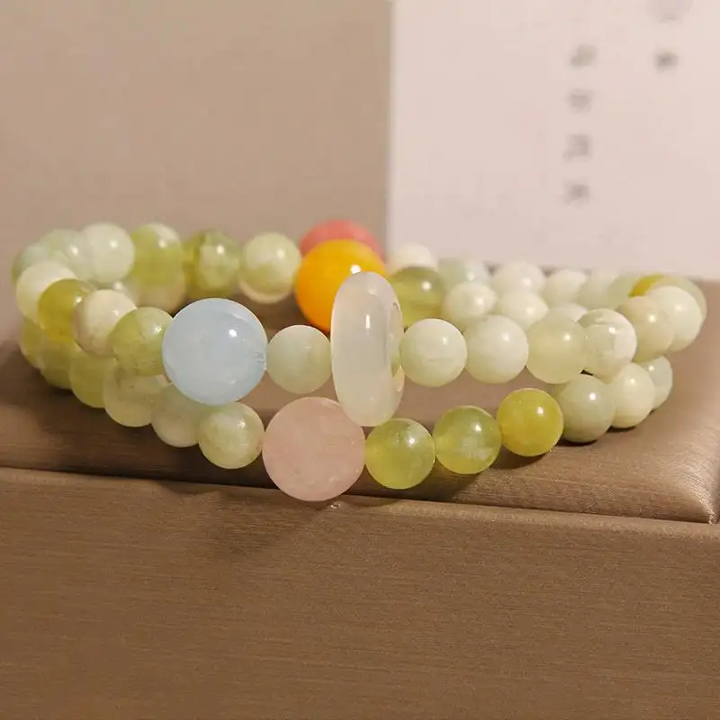 Natural Green Milk-in-water Double Ring Bracelet Women's Light Luxury
