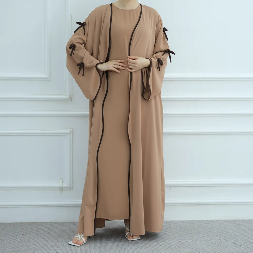 Pure Beautiful Bow Cardigan With Inner Wear For Women Dress - Khaki