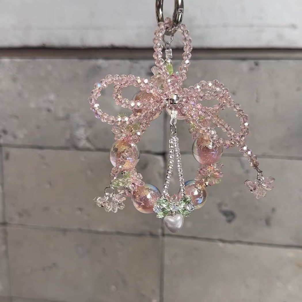 New Sweet Bow Beaded Mobile Phone Charm Hanging