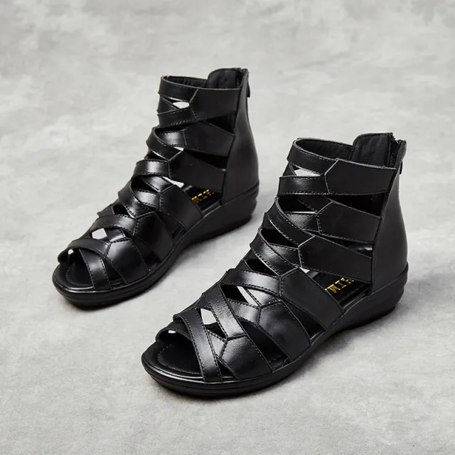 Women's Fashion Wedge Flat Sandals Black - Shop at LoveMi