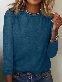 Women's T-shirt Black And White Pink Ordinary Daily Weekend Basic Round Neck Regular Long Sleeve - 3V 5Yl0O - View 1