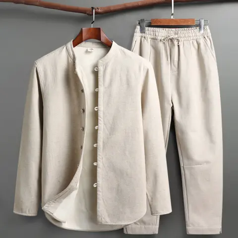 Tang Suit Outfit Chinese Retro Buckle Stand Collar Long