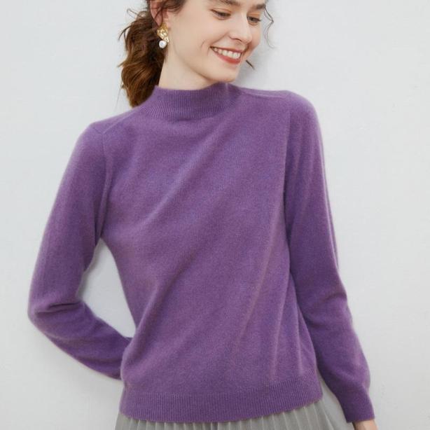 Half-high-neck Solid-color Loose-fit Pullover Knit Sweater