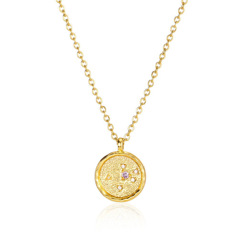 European And American Ballots Round Brand Twelve Constellation Star Map Chain Titanium Steel O-shaped Chain High-grade Necklace
