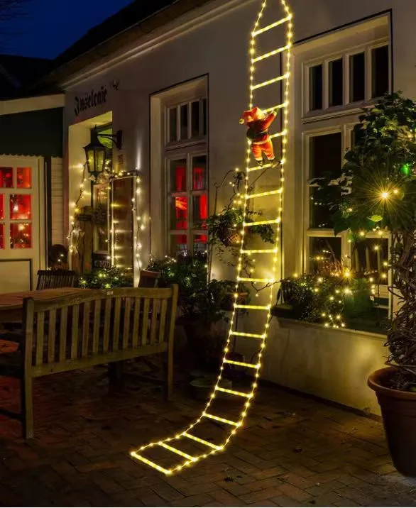 Santa Claus Ladder Light Christmas Festival Ornamental Festoon Lamp Ladder Light Warm White Boxed - Shop at LoveMi