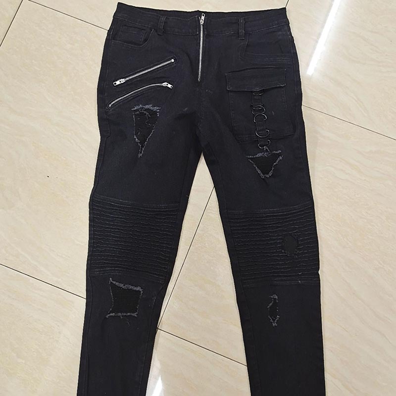 Title 10, Calça jeans masculina com zíper, estilo locomot...