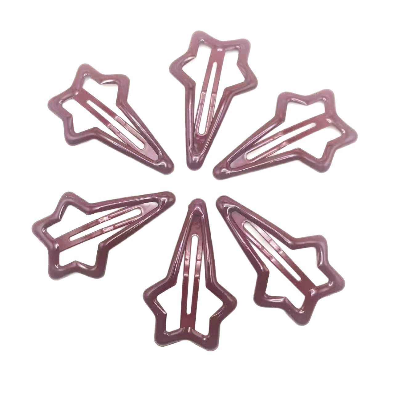 Five-pointed Star Hair Clip In Solid Color With Oil-drip Design
