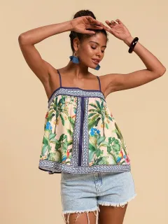 Women's Casual Loose-fit Chic Printed Camisole - Colour-S - View 1