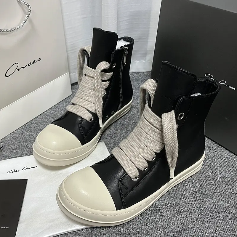 High-top Leather Shoes Men's Sneakers Sports Casual Women's Short