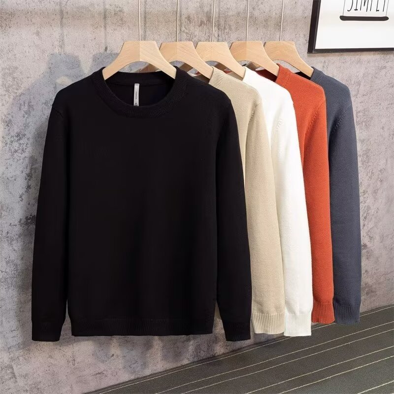 Round-neck Sweater Solid-color Knitwear For Fall And Winter