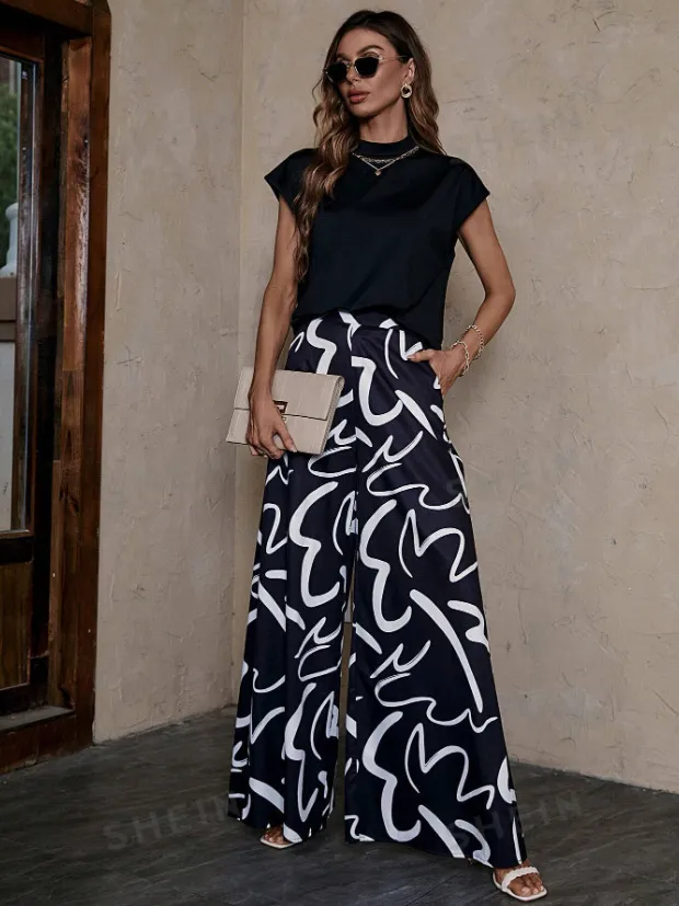 Women's Creative Style Spring Hip Hop Style Street Wide leg Pants Black Bottomed White Stripes - Shop at LoveMi