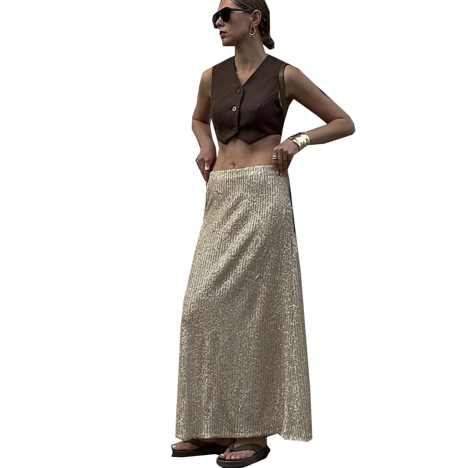 High-density Sequin Midi Skirt For Women Social Media Favorite